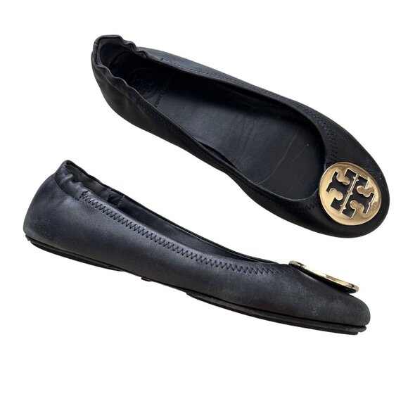 Tory Burch Minnie Travel Black Ballet Flats Shoes Size 7.5 - Picture 1 of 12
